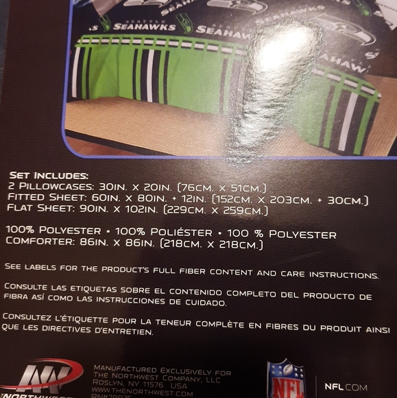 💲5pc Queen Seattle Seahawks Bedding Set - Picture 3 of 3